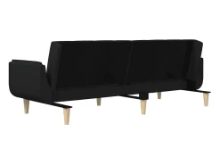 Sofá cama de 2 plazas con dos almohadas tela negro