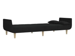 Sofá cama de 2 plazas con dos almohadas tela negro