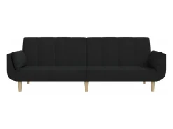 Sofá cama de 2 plazas con dos almohadas tela negro