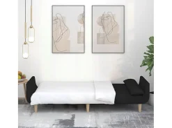 Sofá cama de 2 plazas con dos almohadas tela negro