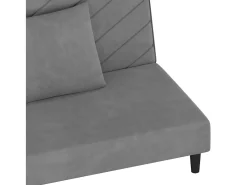 Sofá cama de 2 plazas con dos almohadas terciopelo gris claro