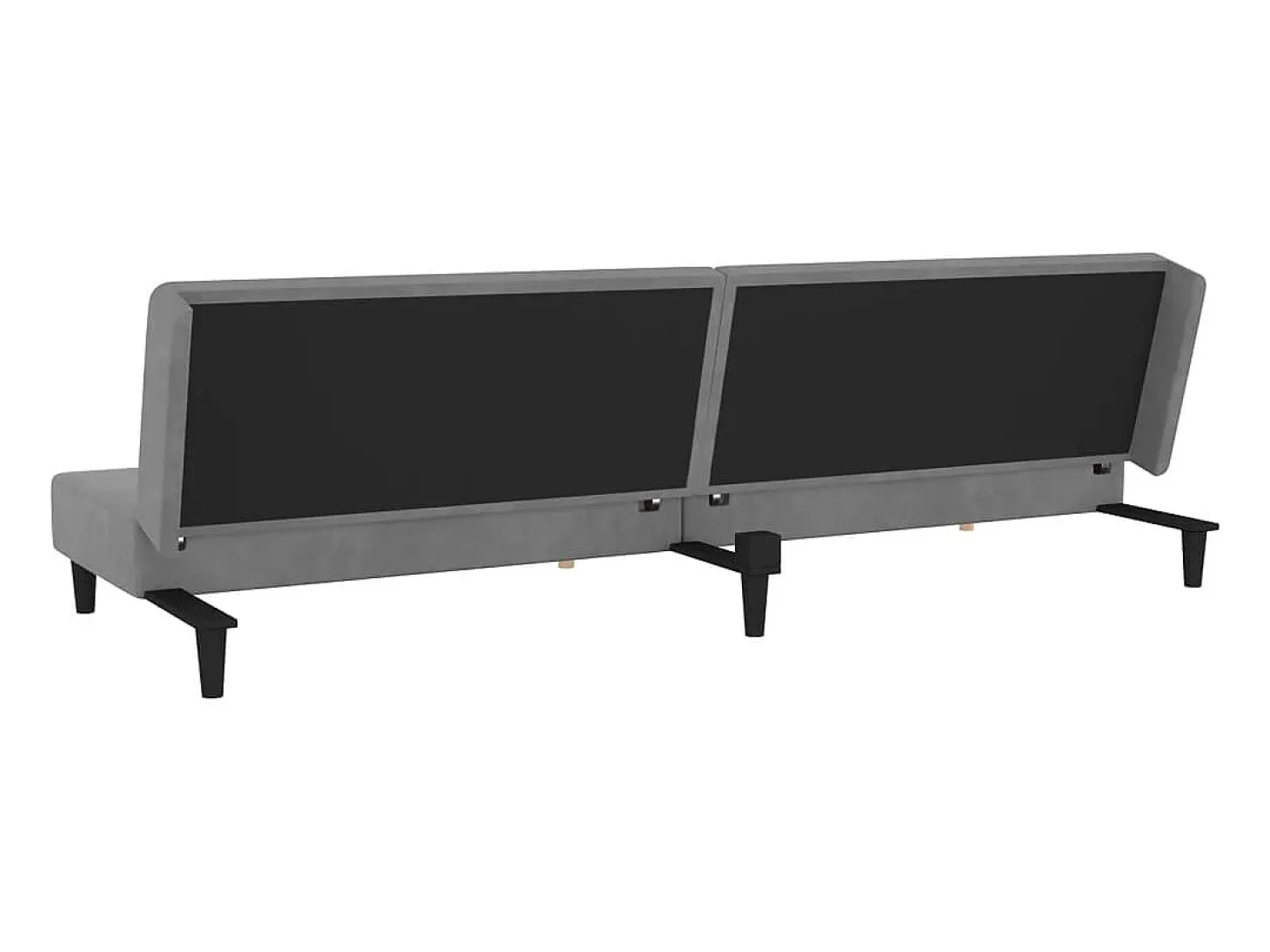 Sofá cama de 2 plazas con dos almohadas terciopelo gris claro