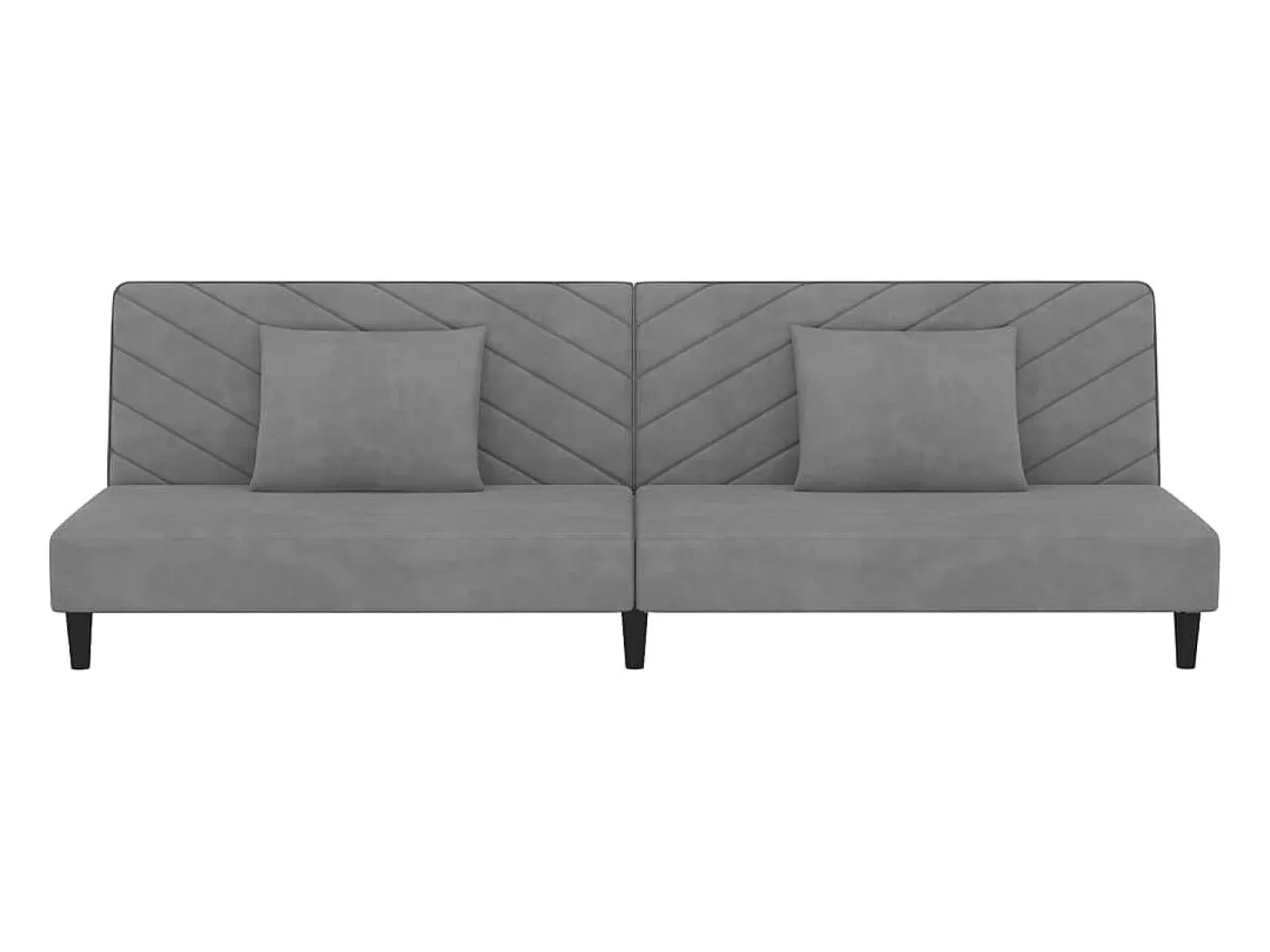 Sofá cama de 2 plazas con dos almohadas terciopelo gris claro