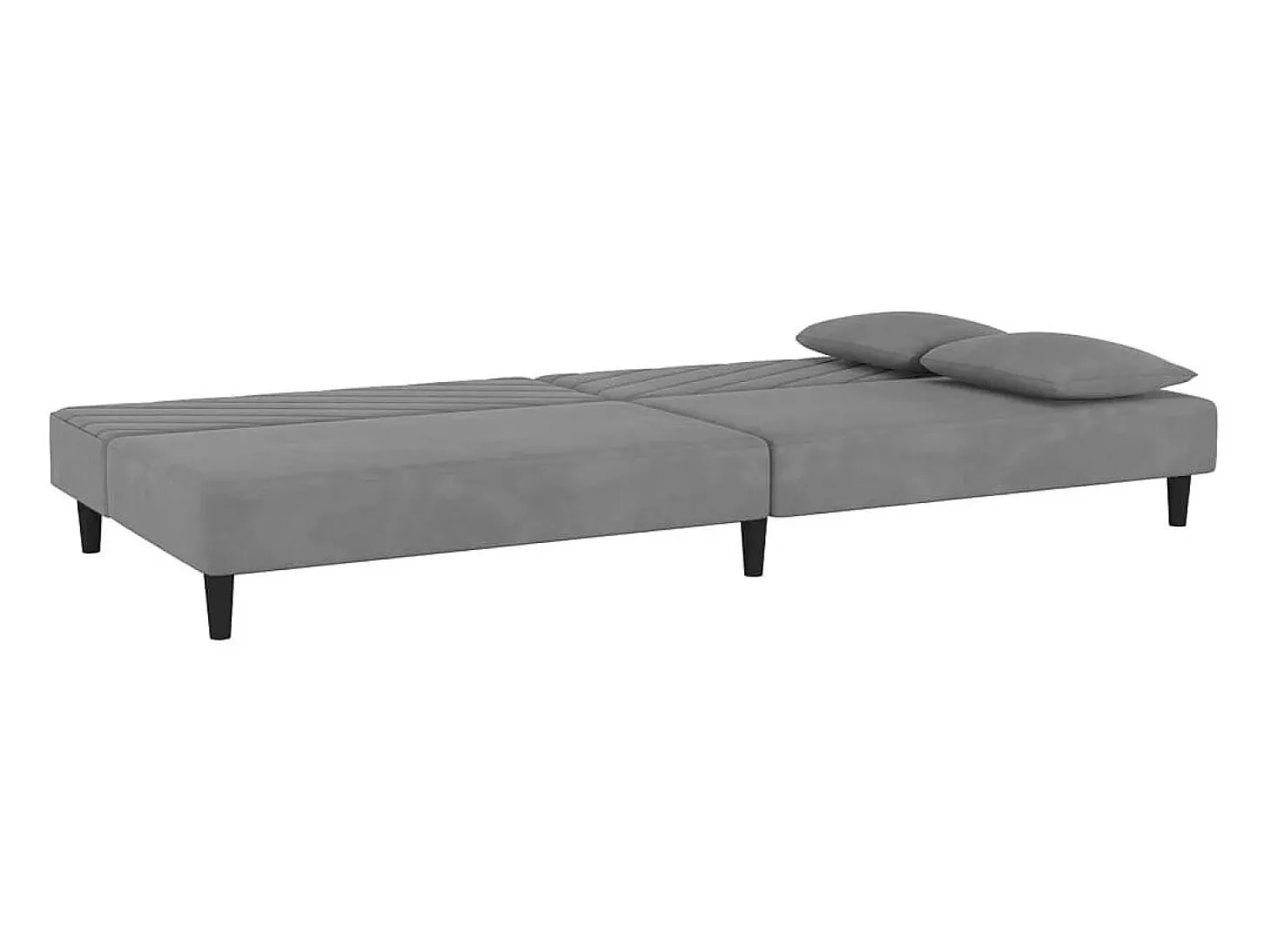 Sofá cama de 2 plazas con dos almohadas terciopelo gris claro