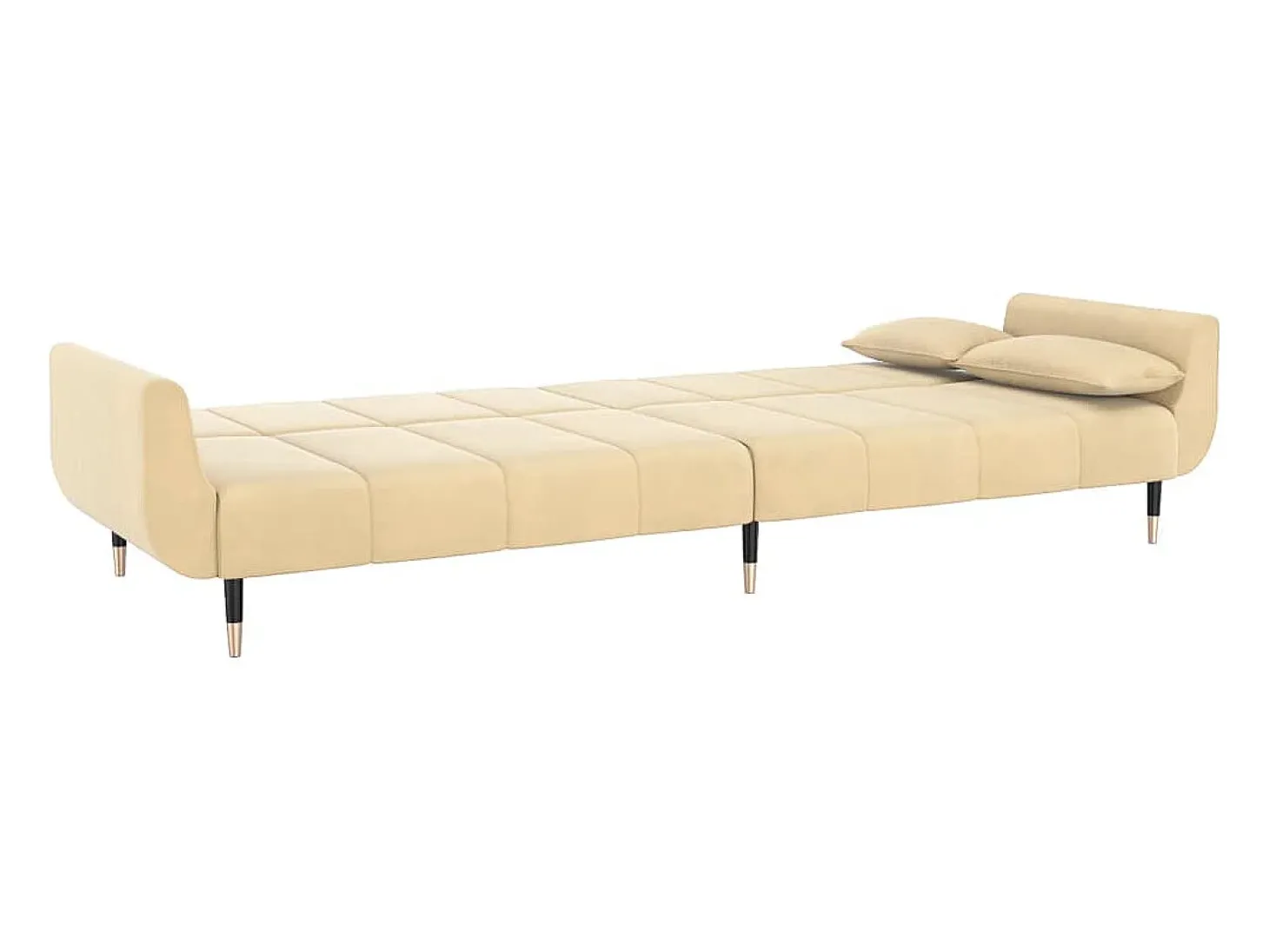 Sofá cama de 2 plazas con dos cojines terciopelo crema