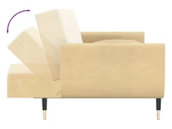 Sofá cama de 2 plazas con dos cojines terciopelo crema