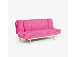 Sofá cama de 2 plazas con respaldo reclinable de tela de terciopelo Skata - Rosa