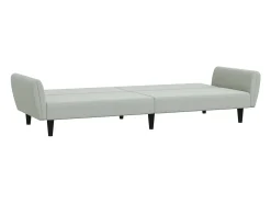Sofá cama de 2 plazas con taburete terciopelo gris claro