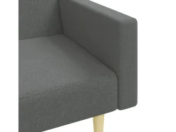 Sofá cama de 2 plazas con taburete tela gris oscuro
