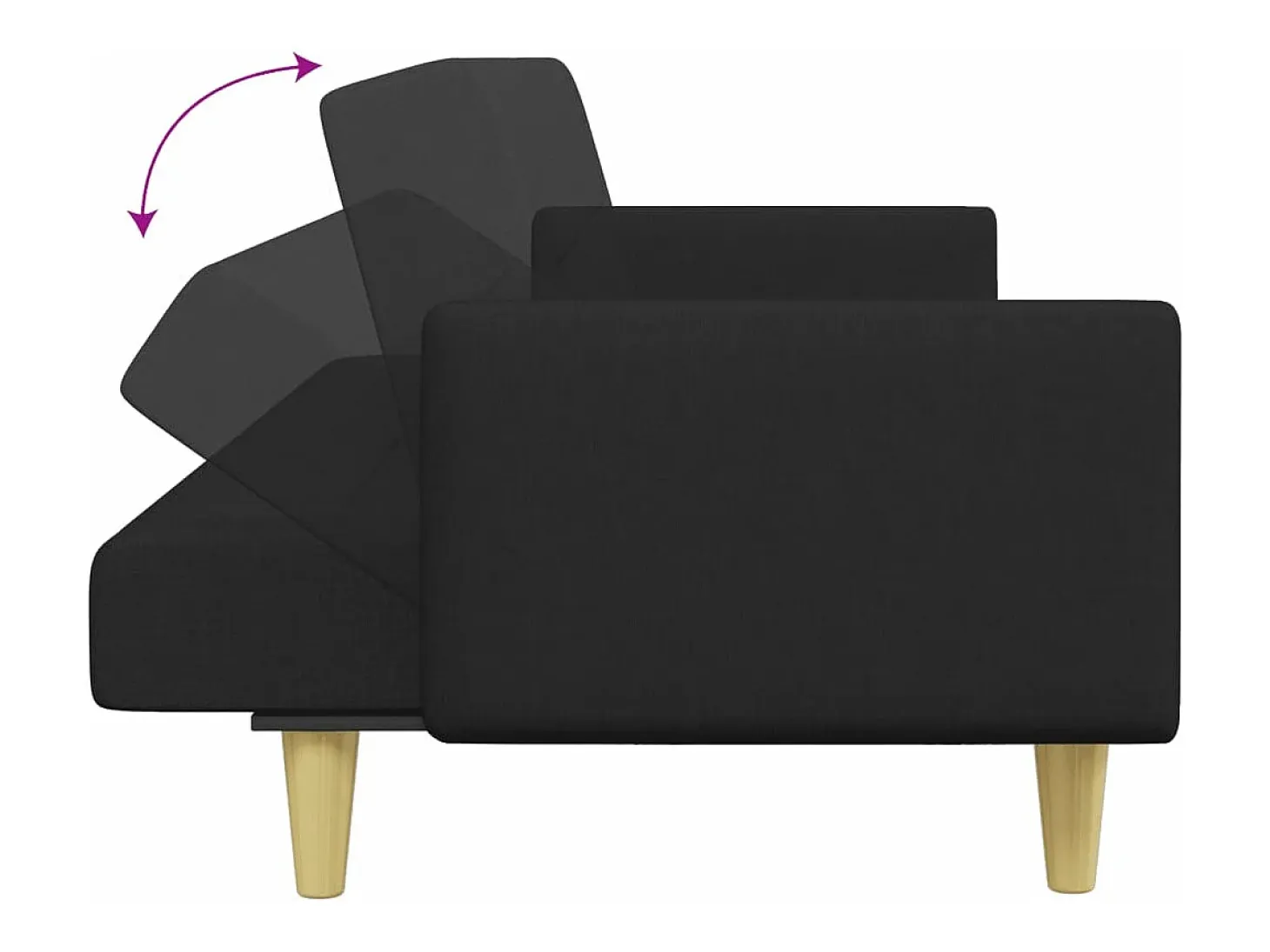 Sofá cama de 2 plazas con taburete tela negro