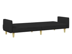 Sofá cama de 2 plazas con taburete tela negro