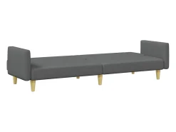 Sofá cama de 2 plazas con taburete tela gris oscuro