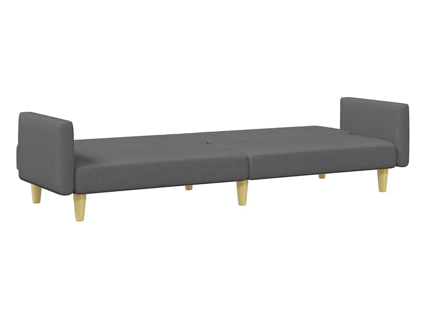 Sofá cama de 2 plazas con taburete tela gris oscuro