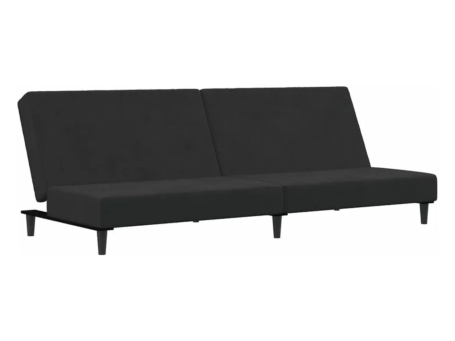 Sofá cama de 2 plazas con taburete terciopelo negro