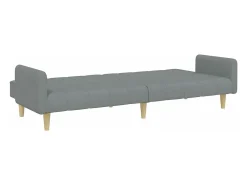 Sofá cama de 2 plazas con taburete tela gris claro