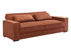 Sofá cama de 3 plazas convertible de terciopelo acanalado color terracota FINORO