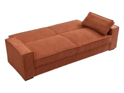 Sofá cama de 3 plazas convertible de terciopelo acanalado color terracota FINORO