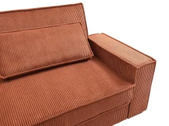 Sofá cama de 3 plazas convertible de terciopelo acanalado color terracota FINORO