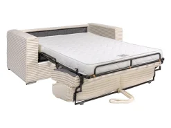 Sofá cama de 3 plazas de apertura rápida de pana color beige LORETO