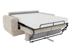 Sofá cama de 4 plazas de apertura rápida de tela beige. Cama de 160 cm - Colchón de 22 cm BOLIPO