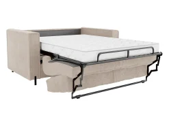 Sofá cama de 3 plazas de apertura rápida de tela texturizada beige colchón de 14 cm ELORYA