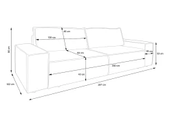 Sofá cama de 4 plazas de pana color topo AMELIA