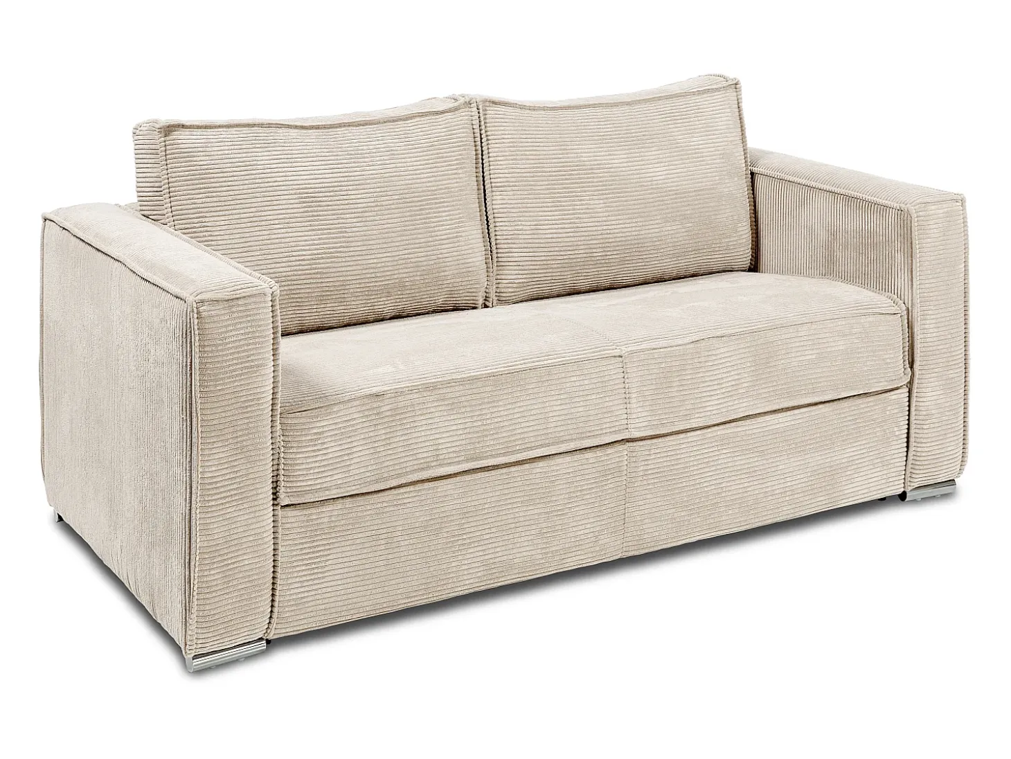 Sofá cama de 4 plazas de pana color beige LORETO