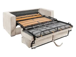 Sofá cama de 4 plazas de pana color beige LORETO
