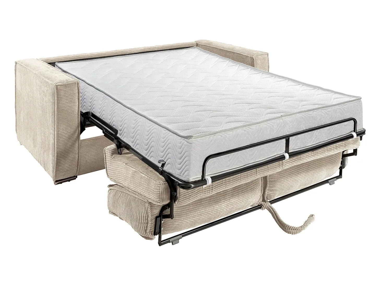Sofá cama de 4 plazas de pana color beige LORETO