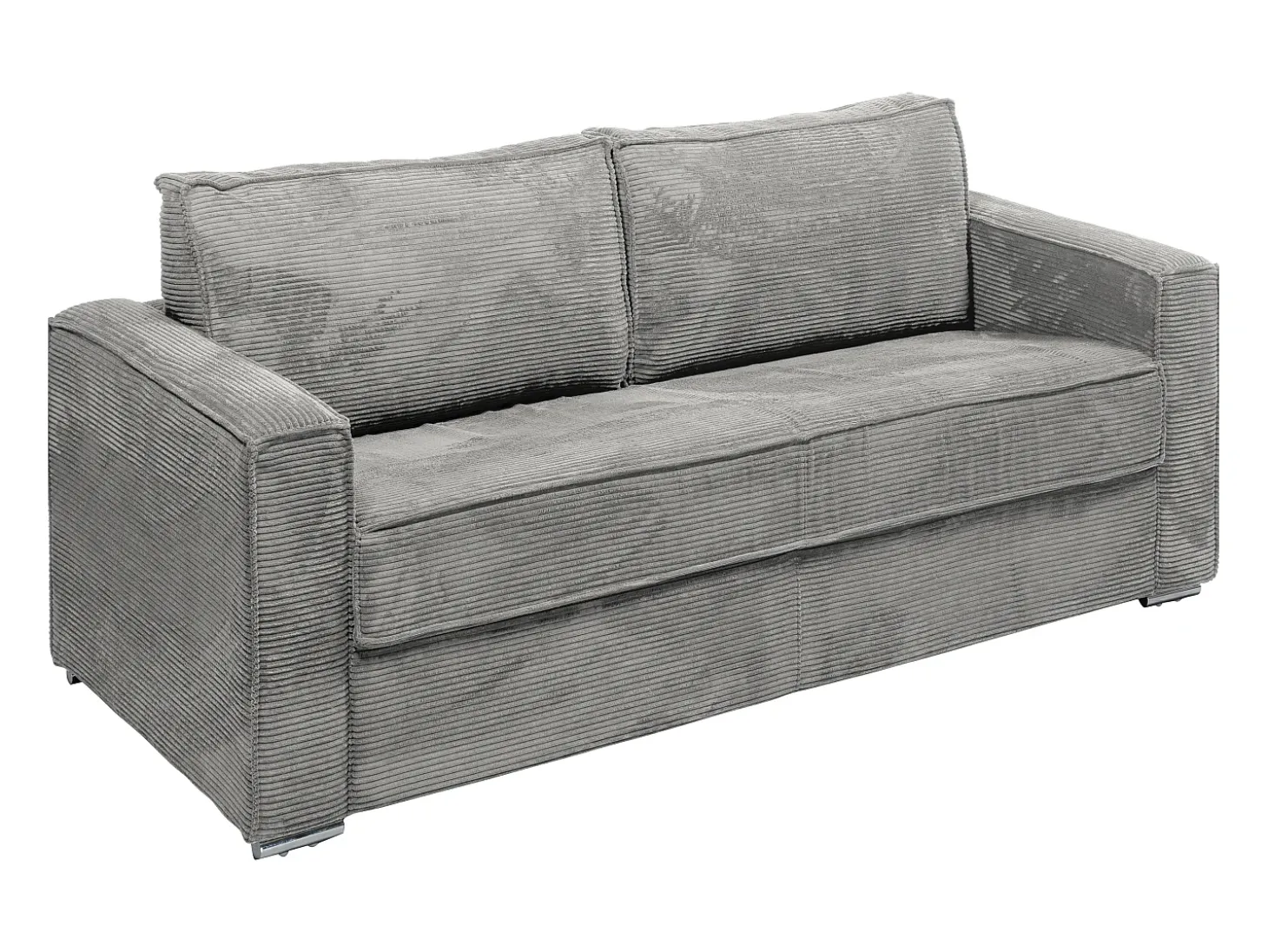 Sofá cama de 4 plazas de pana gris claro - 160 cm - 22 cm LORETO