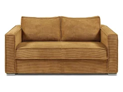 Sofá cama de 3 plazas de pana amarillo mostaza 140 cm 18 cm LORETO