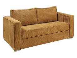Sofá cama de 3 plazas de pana amarillo mostaza 140 cm 18 cm LORETO