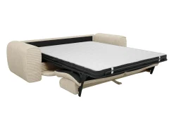 Sofá cama de 4 plazas de pana beige POGNIA