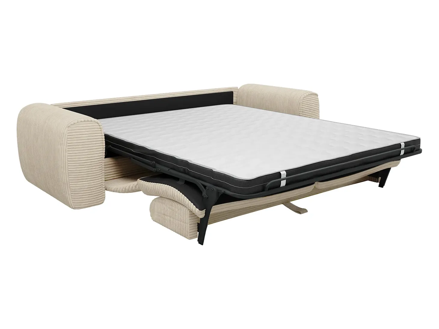 Sofá cama de 4 plazas de pana beige POGNIA