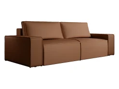 Sofá cama de 4 plazas de tela efecto cuero color marrón AMELIA