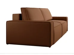 Sofá cama de 4 plazas de tela efecto cuero color marrón AMELIA
