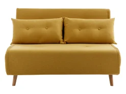 Sofá cama de 2 plazas de tela amarillo mostaza de estilo joven URIBIA.