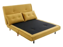 Sofá cama de 2 plazas de tela amarillo mostaza de estilo joven URIBIA.