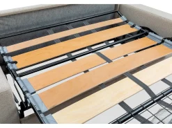 Sofá cama de 3 plazas de tela tipo italiano gris - Colchón de espuma 14 cm - CALIFE