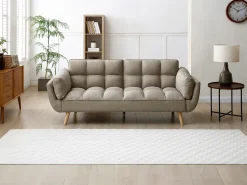 Sofá cama de 3 plazas de tela beige LOELINE