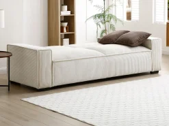 Sofá cama de 3 plazas de terciopelo beige SEKOTA