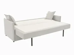 Sofá cama de 3 plazas de tela beige con asiento de espuma viscoelástica SERABA