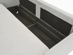 Sofá cama de 3 plazas de tela beige con asiento de espuma viscoelástica SERABA