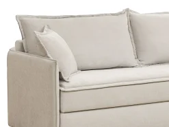 Sofá cama de 3 plazas de tela beige con asiento de espuma viscoelástica SERABA
