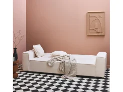 Sofá cama de 3 plazas en tejido borreguito crema