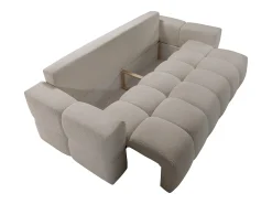 Sofá cama de 3 plazas en tela bouclé crema ISSORO