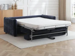 Sofá cama de 3 plazas exprés en tela texturizada azul - Cama 145 cm MALOGU