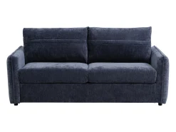 Sofá cama de 3 plazas exprés en tela texturizada azul - Cama 145 cm MALOGU
