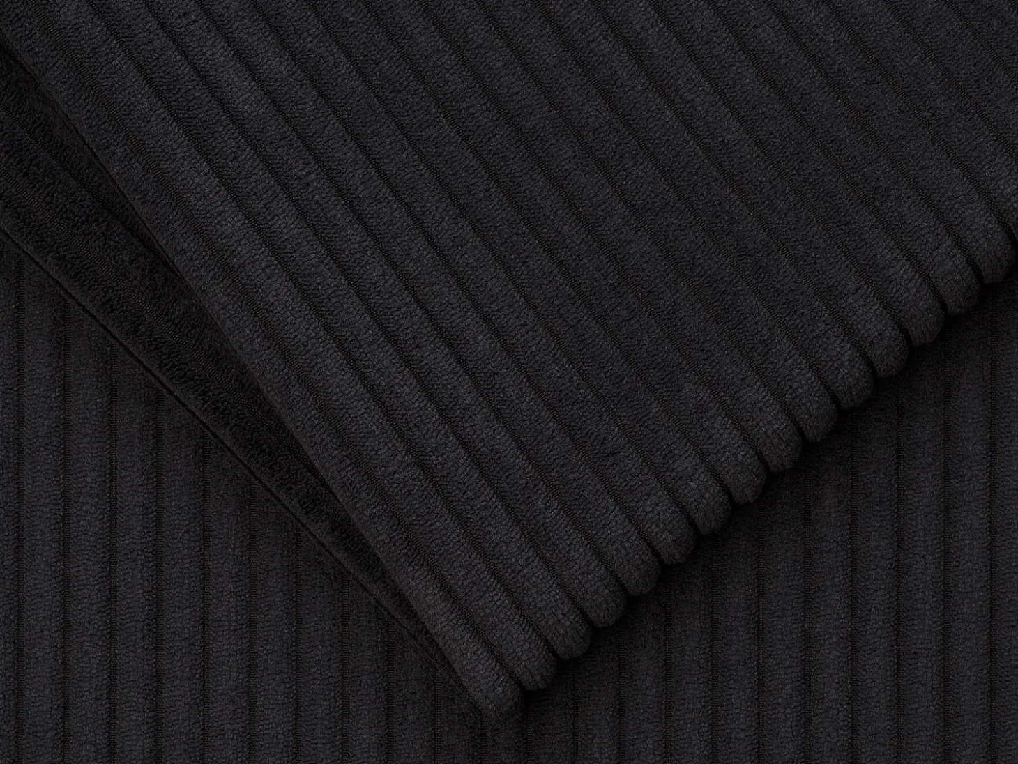 Sofá cama de 4 plazas exprés de pana negro lamas anchas - 18 cm - LORETO
