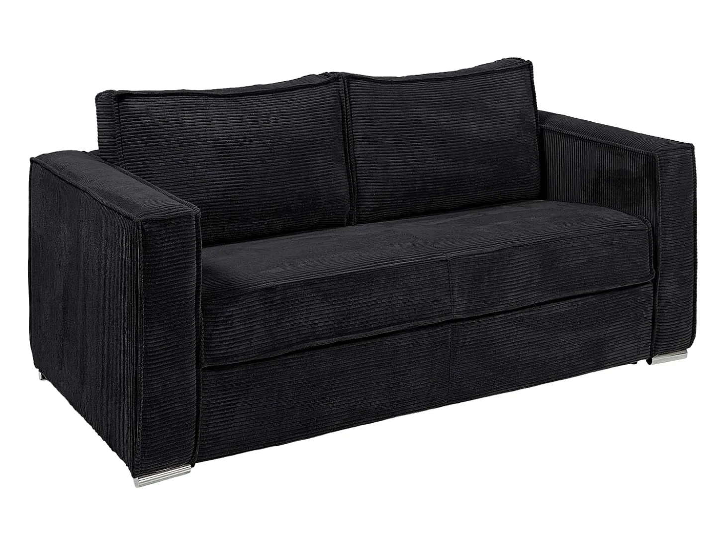 Sofá cama de 4 plazas exprés de pana negro lamas anchas - 18 cm - LORETO